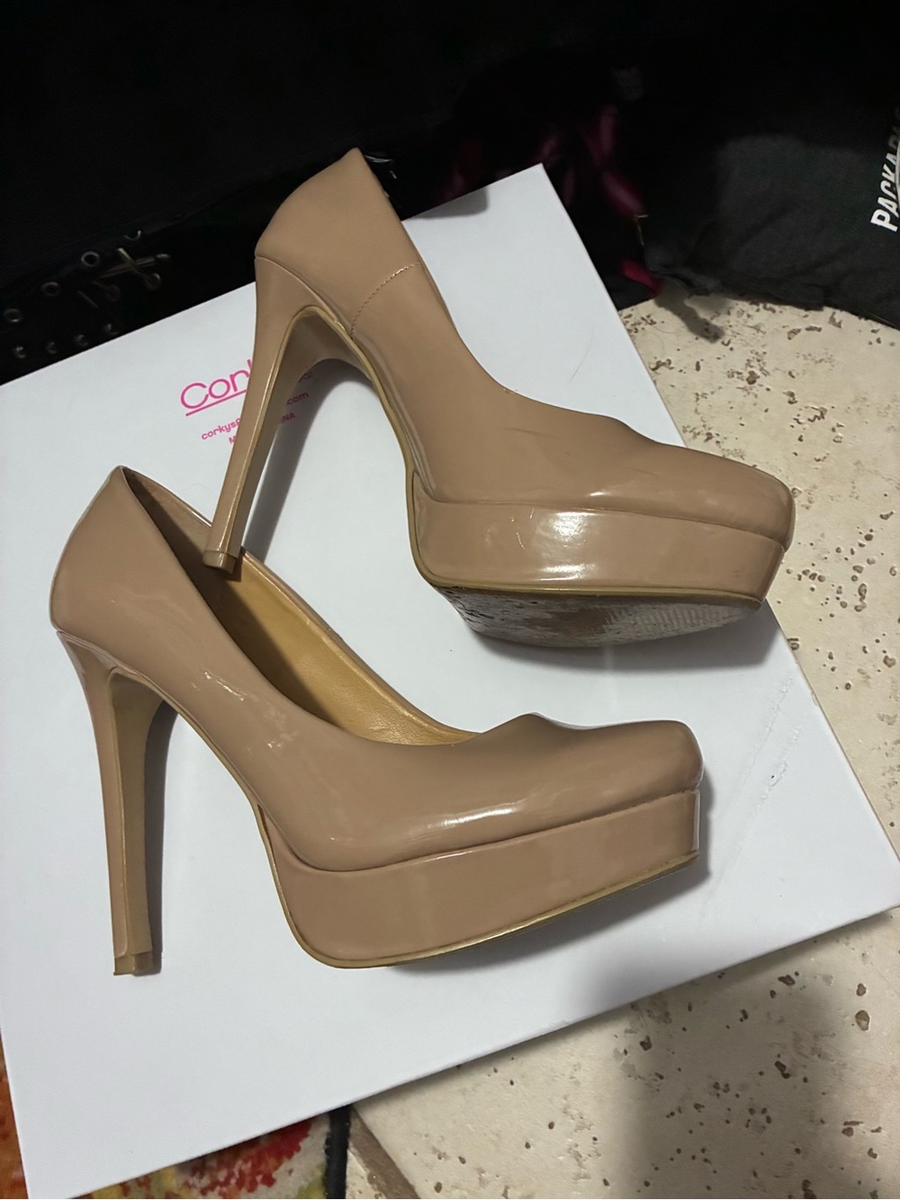 Chinese Laundry Patent Nude Platform Pumps